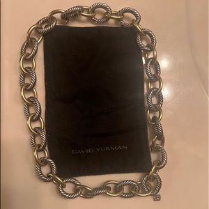 David Yurman Large Oval Link Necklace with 18k Gold